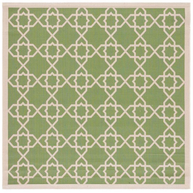 Courtyard CY6032 Power Loomed Indoor and Outdoor Area Rug - Green/Beige - 6'7"x6'7" - Safavieh