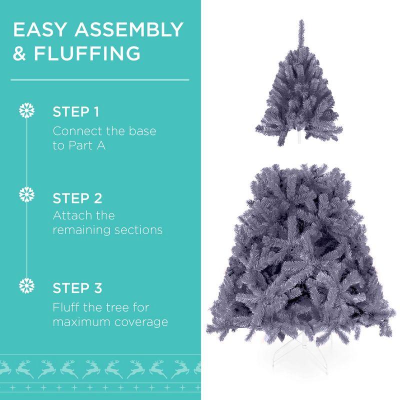 Best Choice Products 4.5ft Pre-Lit Charcoal Gray Christmas Tree, Artificial Holiday Decoration w/ 175 Lights