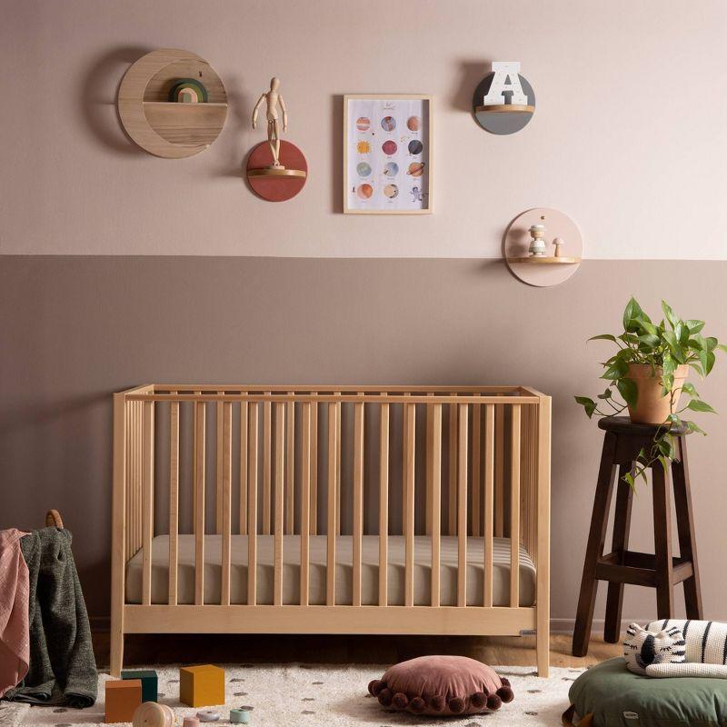 Natural Beechwood 3-in-1 Convertible Crib with Adjustable Height