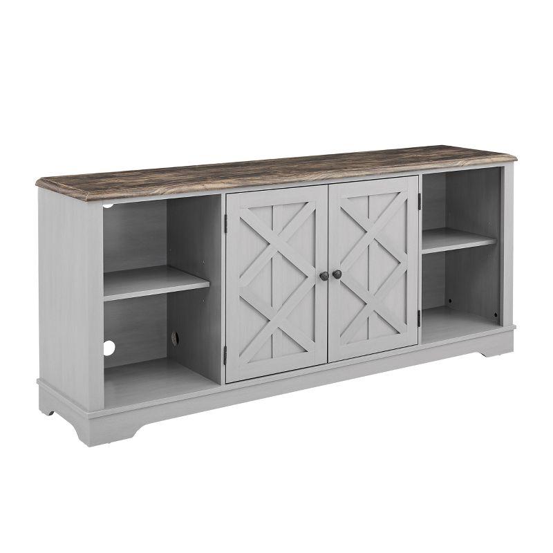 TV Stand for TVs up to 78" Gray - Home Essentials: Swing Doors, Open Shelf, Cable Management