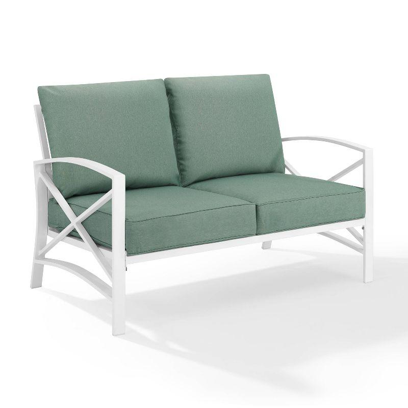 Pistachio Green and White Steel Outdoor Loveseat