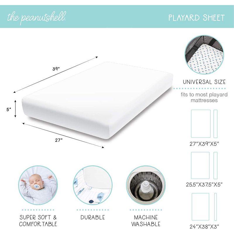 The Peanutshell Mini Crib Sheet Set - 3 Pack - Multiuse for Pack & Play, Playard, Playpen, Mini Crib - Green Safari Animals