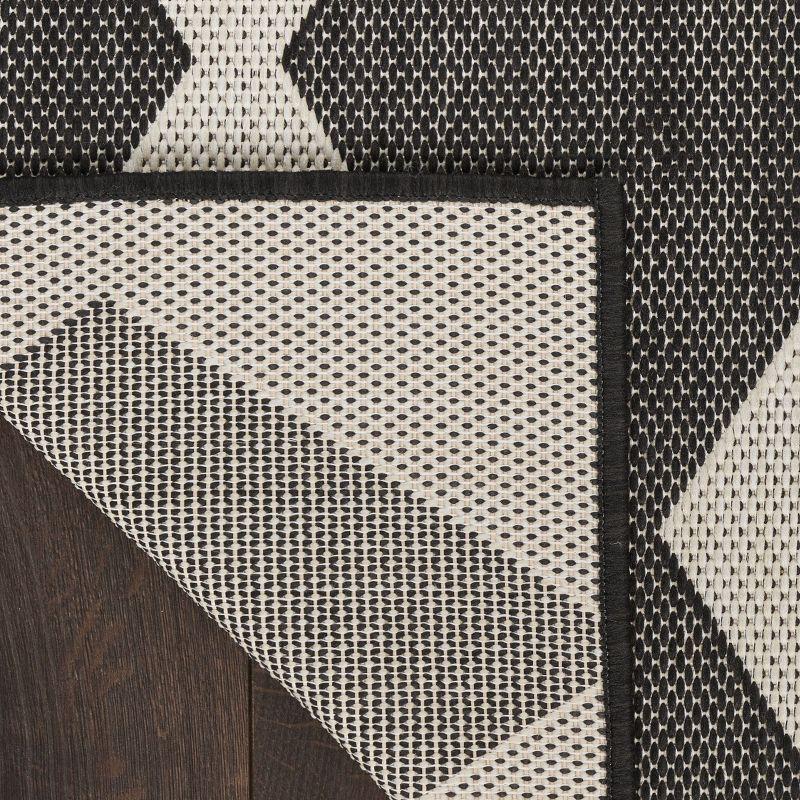 Nourison Positano Retro Diamond Flatweave Indoor Outdoor Low Pile Area Rug Black 8' x 10'