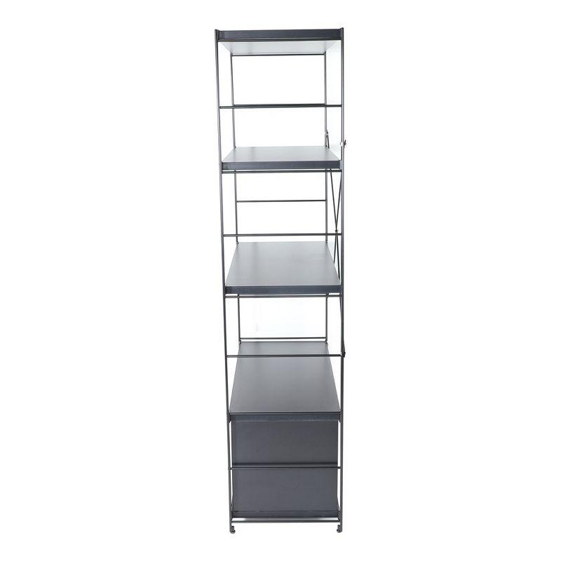 LeisureMod Etagere 4 Shelves Bookcase with Black Stainless Steel Frame and Melamine Board Shelves