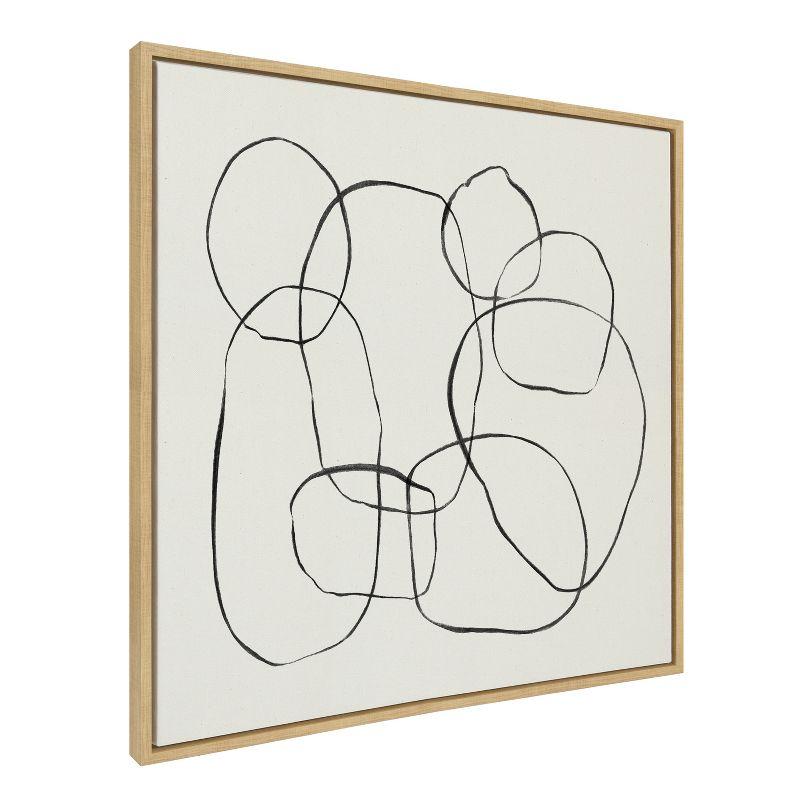 Kate and Laurel Sylvie Dancing Circles Framed Canvas by Teju Reval of SnazzyHues, 30x30, Natural