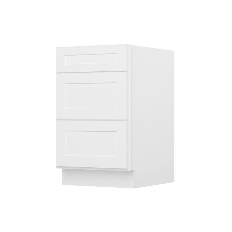 HOMLUX Easy-DIY 21 in W x 24 in D x 34.5 in H in Shaker White Ready to Assemble Drawer Base Kitchen Cabinet With 3-Drawers