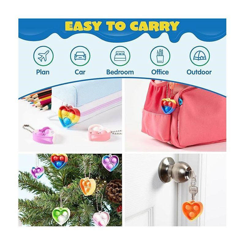 Heart Pop Fidget Keychain Mini Sensory Toys Bulk 30 Pack Party Favors for Kids, Goodie Bag Stuffers Fidget Toys, Valentines Gifts for Kids Classroom