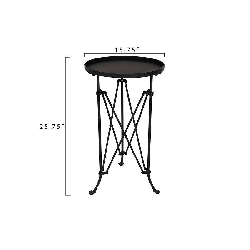 Storied Home Round Metal Side Accent Table with Claw Feet Black: Antique Drum Style, Bedside Use, Nesting Feature