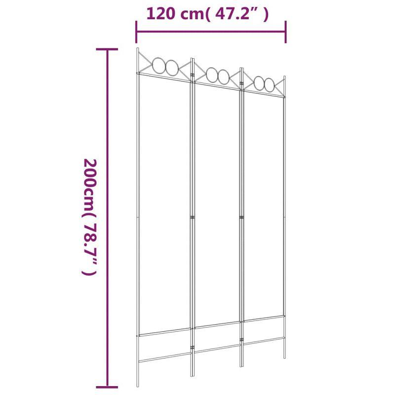 Black 3-Panel Folding Fabric Room Divider with Iron Frame