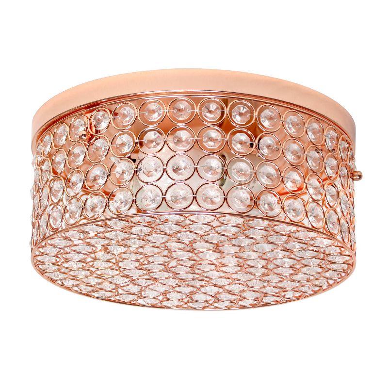 Elipse 12" Rose Gold Crystal Flush Mount Ceiling Light