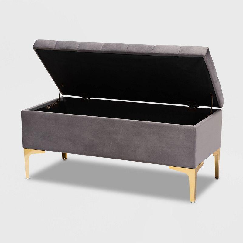 Valere Velvet Upholstered Button Tufted Storage Ottoman - Baxton Studio