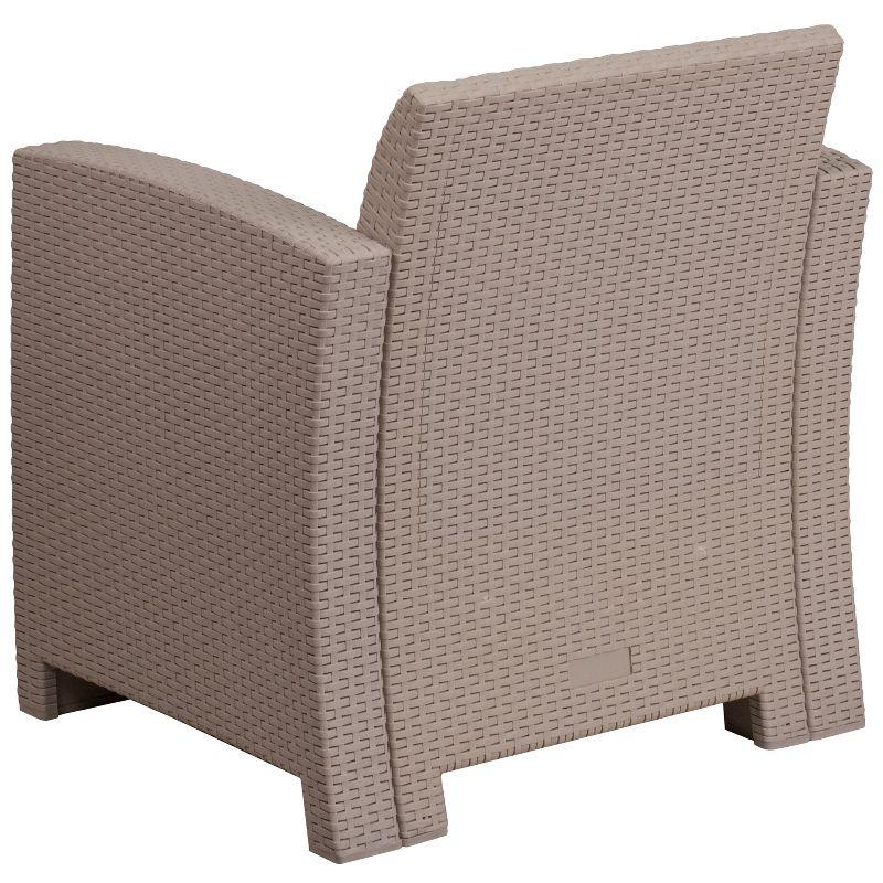 Flash Furniture Faux Rattan Chair with All-Weather Cushion