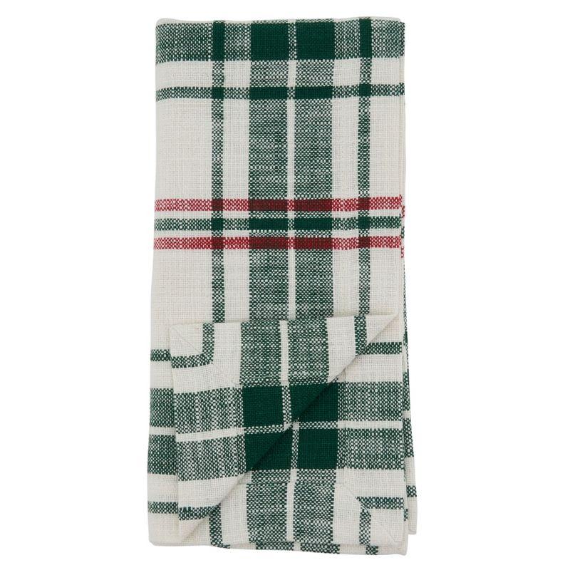 Saro Lifestyle Plaid Napkin, 20" Square, White/Green (Set of 4)