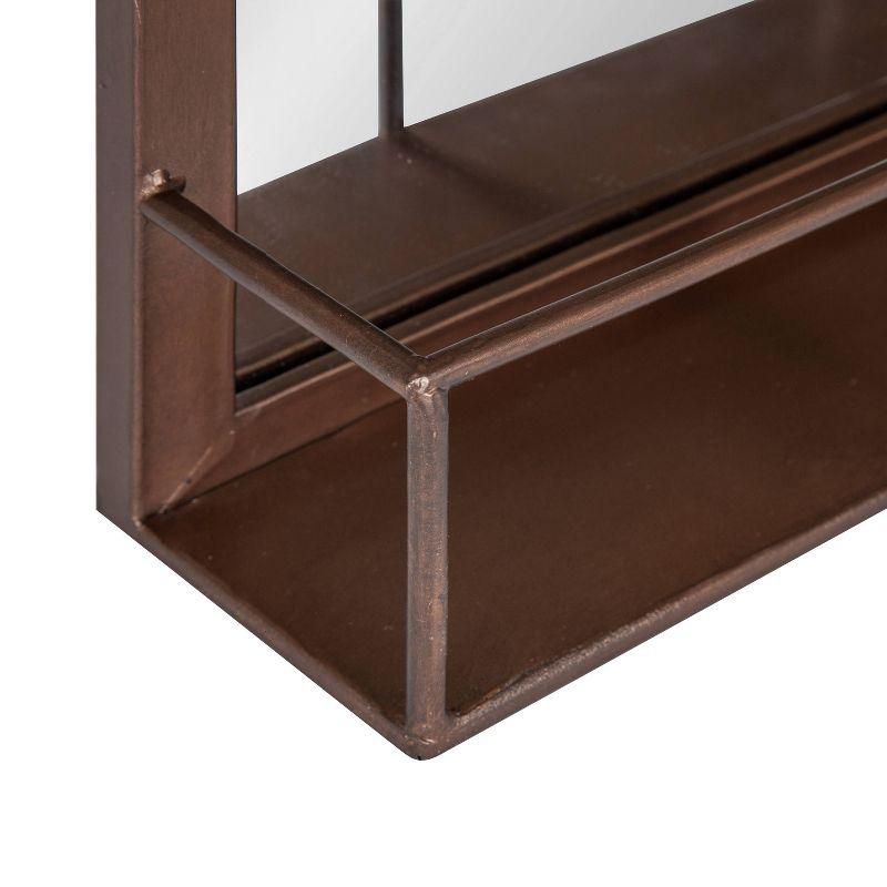 20" x 30" Jackson Metal Framed Decorative Wall Mirror with Shelf Bronze - Kate & Laurel All Things Decor: Modern Rectangle