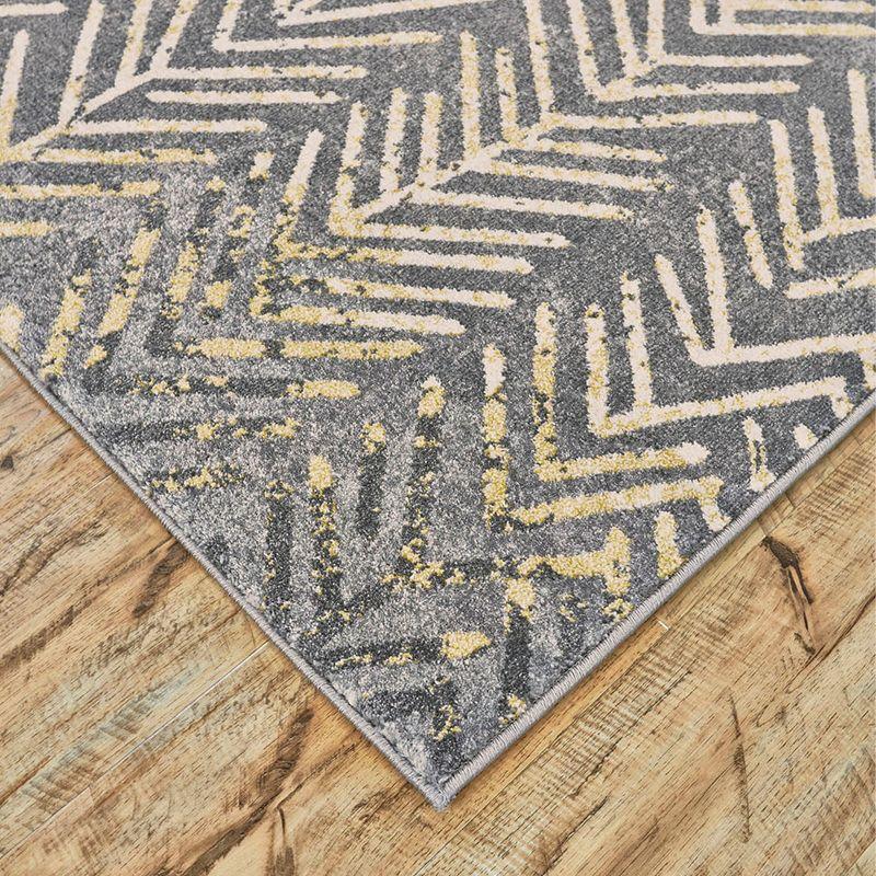 Gray Chevron 8' x 11' Stain-Resistant Synthetic Area Rug