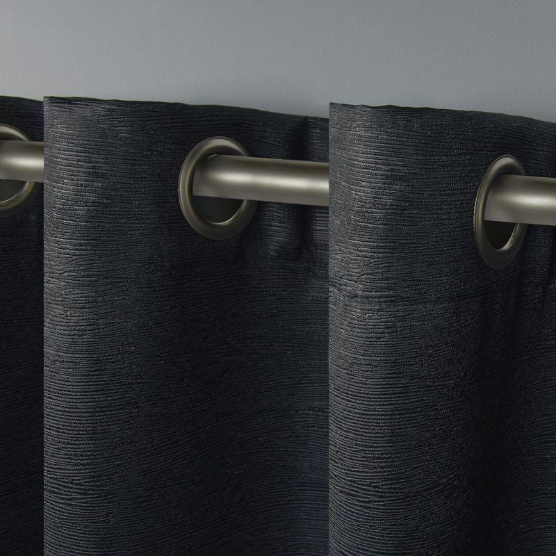 Exclusive Home Oxford Textured Sateen Thermal Room Darkening Grommet Top Window Curtain Panel Pair