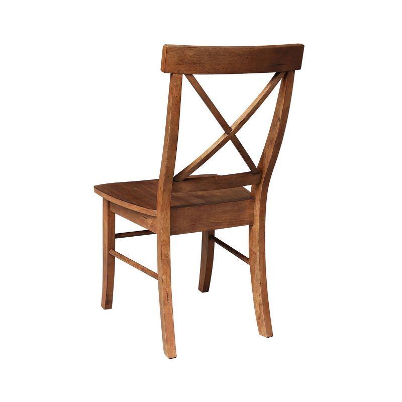 International Concepts Set of 2 X Back Chairs with Solid Wood Seat Distressed Oak : Hardwood Frame, Mid-Century Style