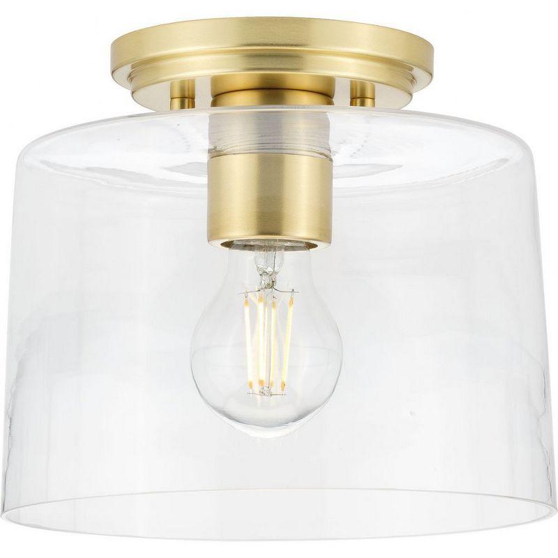 Progress Lighting, Adley Collection, 1-Light Flush Mount, Satin Brass, Clear Glass Shade