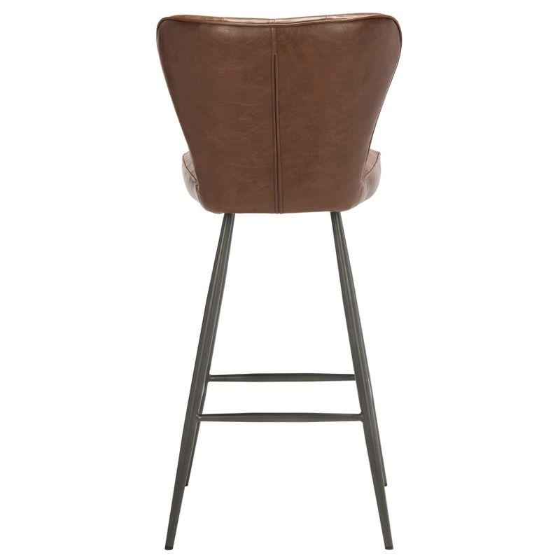 Aster Mid-Century Modern Tufted Bar Stool (Set of 2) - FOX1703 - Burgundy - Safavieh Couture