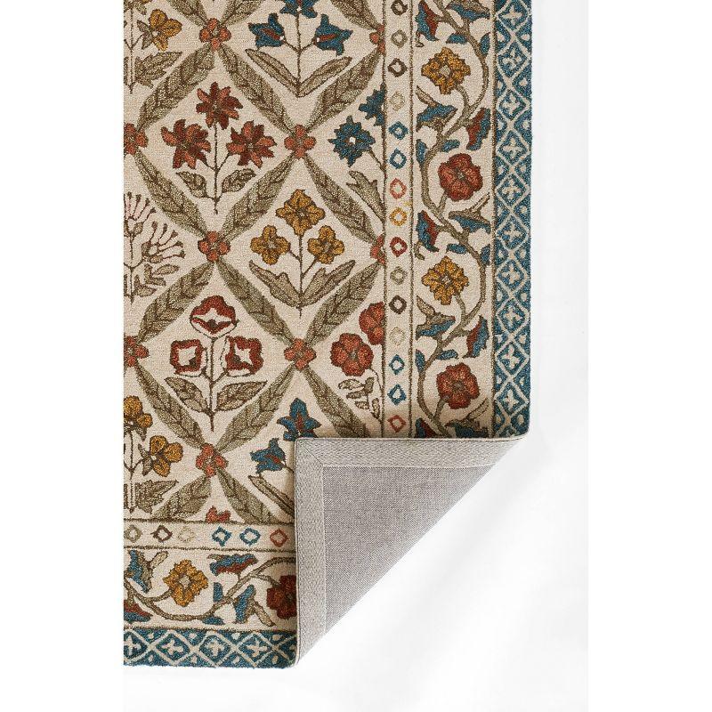 Momeni 5'x7'6" Cotswold Castle Combe Floral Handtufted Area Rug Blue: Wool, Medium Pile, Botanical Pattern, Indoor Use