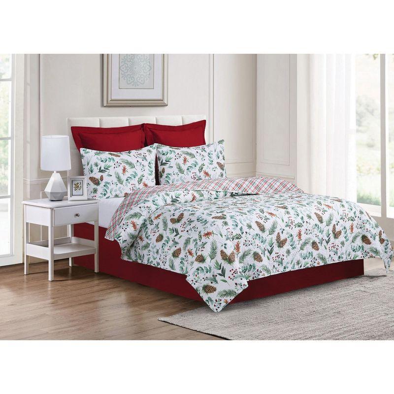 Jovie King Red Cotton Reversible Quilt Set