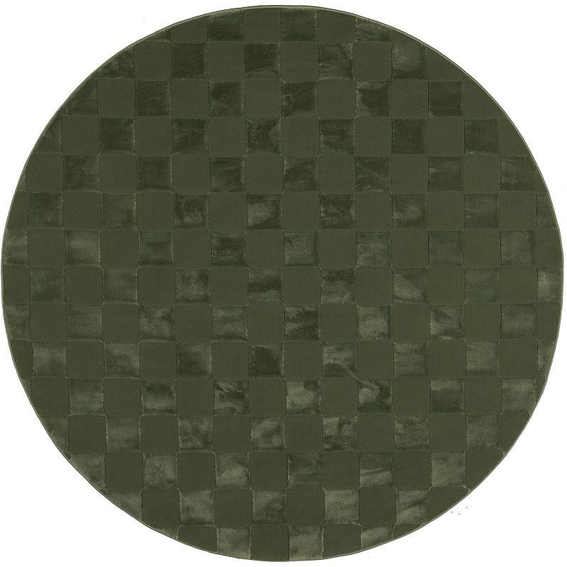 Nuloom Alaiya Checkered Pet Friendly Textured Machine Washable Area Rug, Round 6', Green