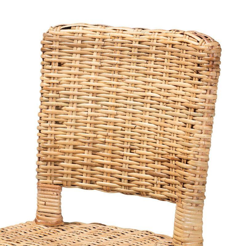 bali & pari Dermot Wood and Natural Rattan Dining Chair Dark Brown/Natural Brown: Interlaken Style, No Assembly Required