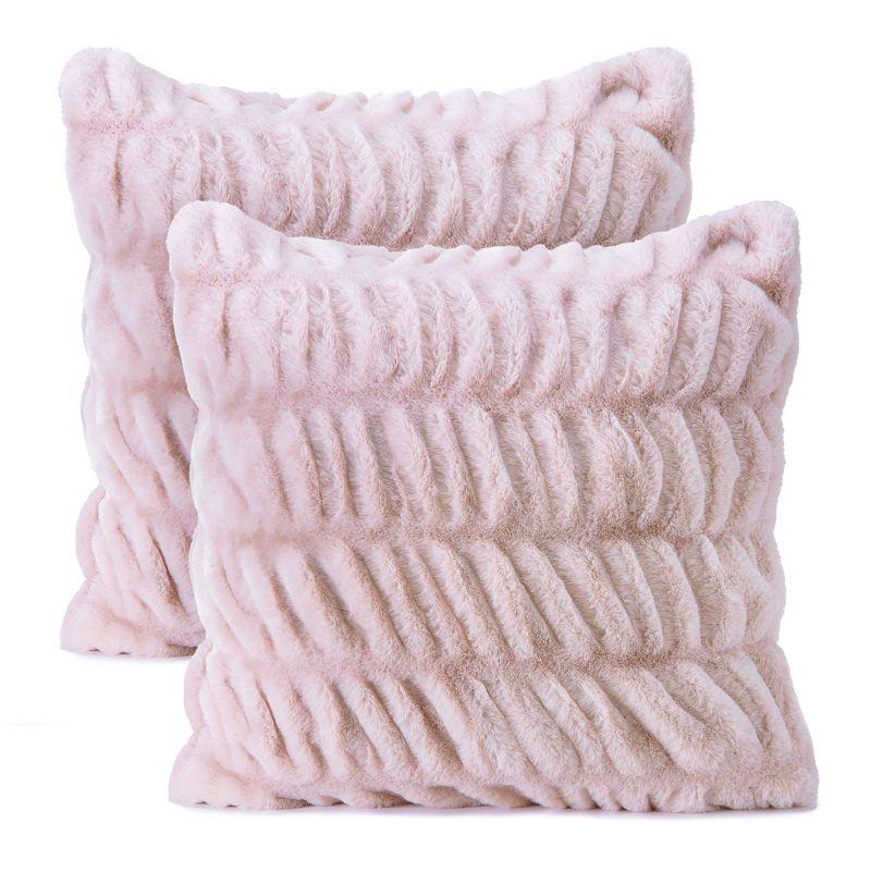 Pink Ruched Faux Fur 18" x 18" Pillow Covers