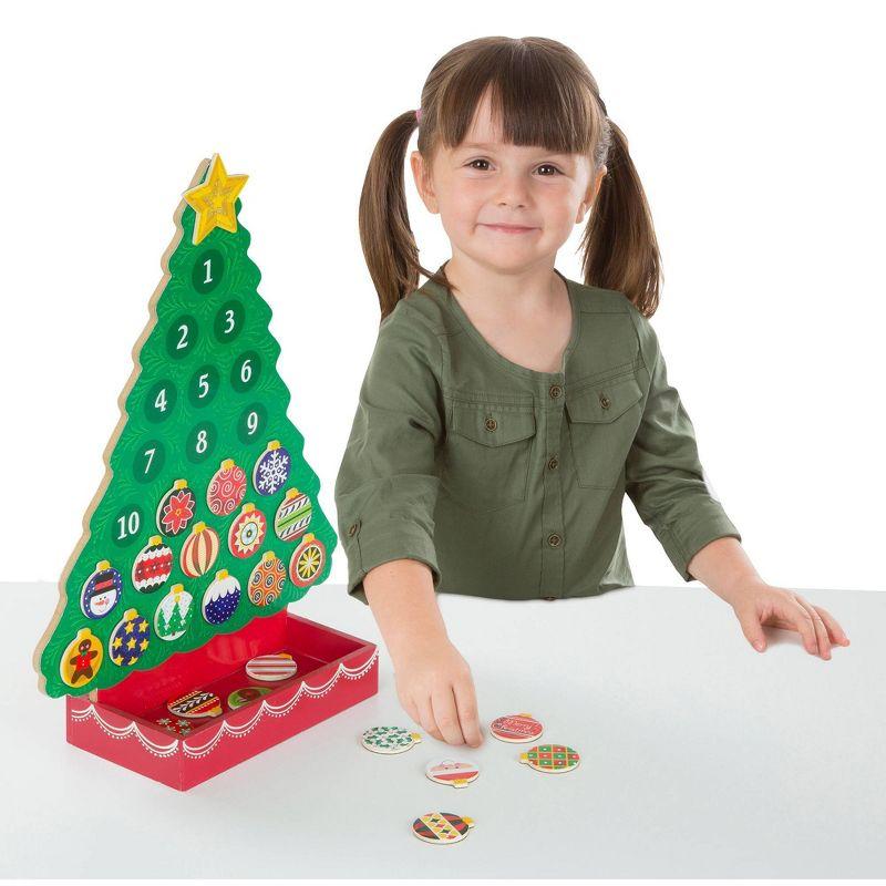 Green Wooden Christmas Tree Advent Calendar with Magnetic Ornaments