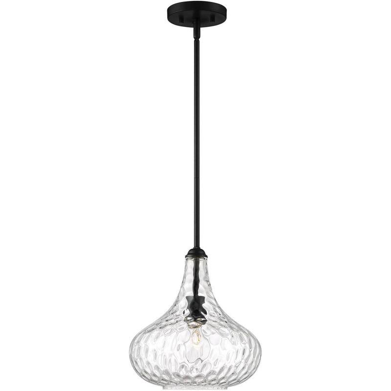 360 Lighting Black Mini Pendant Lighting 11" Wide Modern Clear Glass Shade Fixture for Dining Room House Entryway Bedroom Kitchen