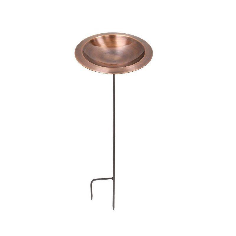 Antique Copper Birdbath with Metal Stake, 16-inch