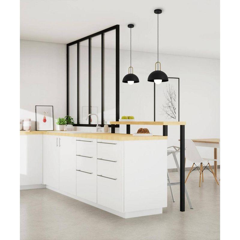 Calmanera Pendant Structured Black Finish - EGLO: Dome Shade, Brushed Brass Accents, ETL Listed