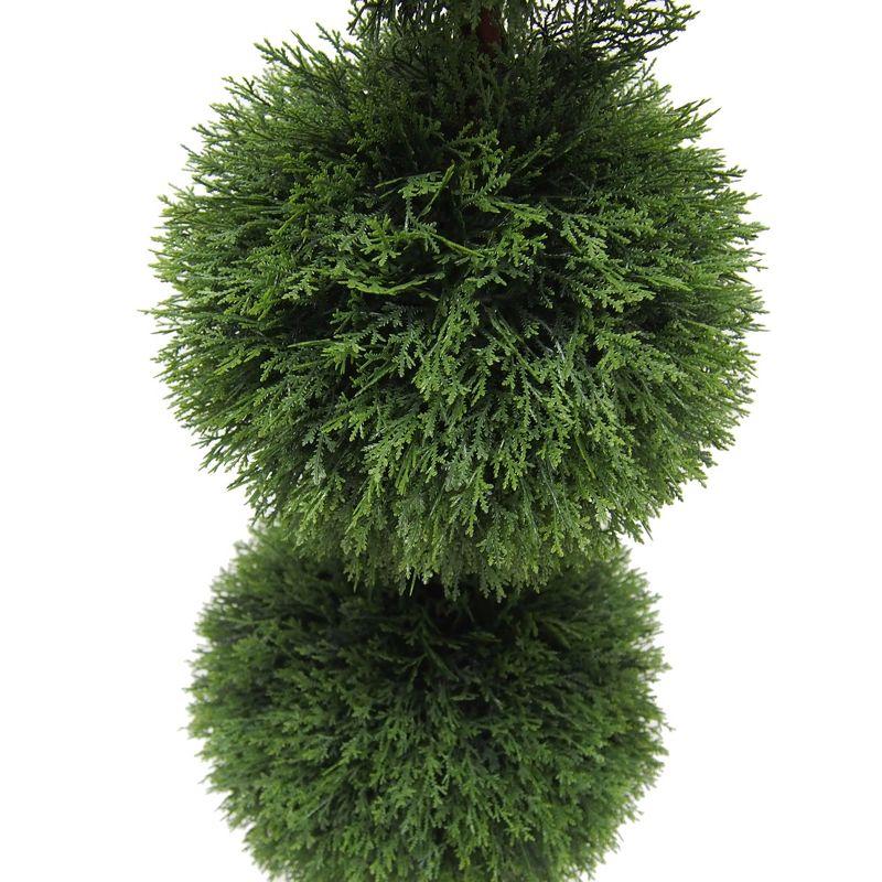 Elegant White Triple Ball Boxwood Topiary with Lights - 49" Outdoor Centerpiece