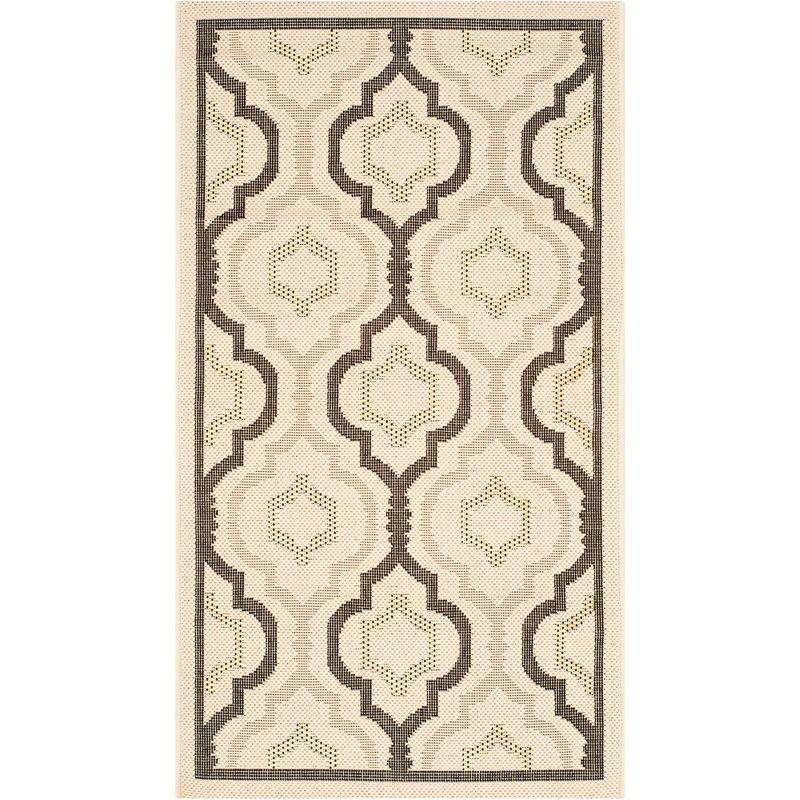 Courtyard CY7938 Power Loomed Indoor and Outdoor Accent Rug - Beige/Black - 2'x3'7" - Safavieh