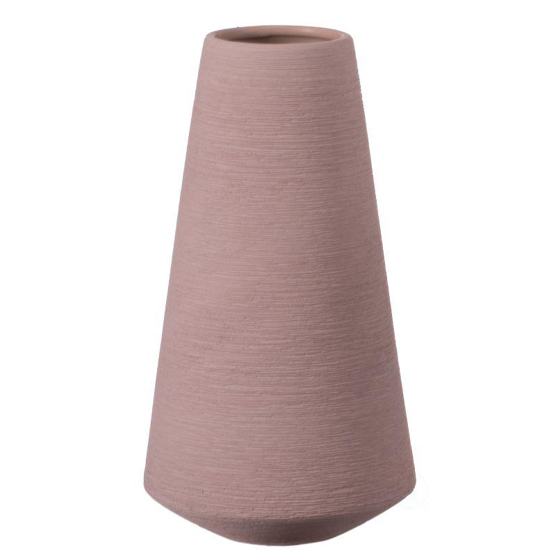 Uniquewise 10" H Decorative Ceramic Round Cone Shape Centerpiece Table Vase Pink, Large