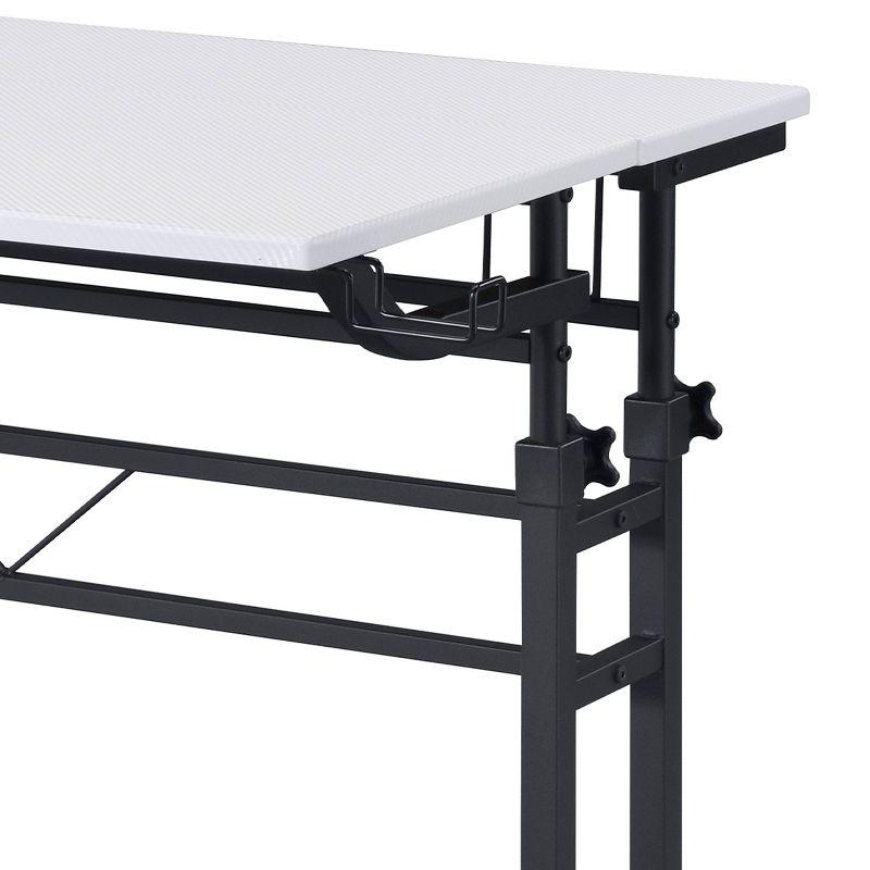 Rolling Writing Desk with Height Adjustable Desktop and Moveable Shelf White - Techni Mobili: Locking Casters, Open Storage