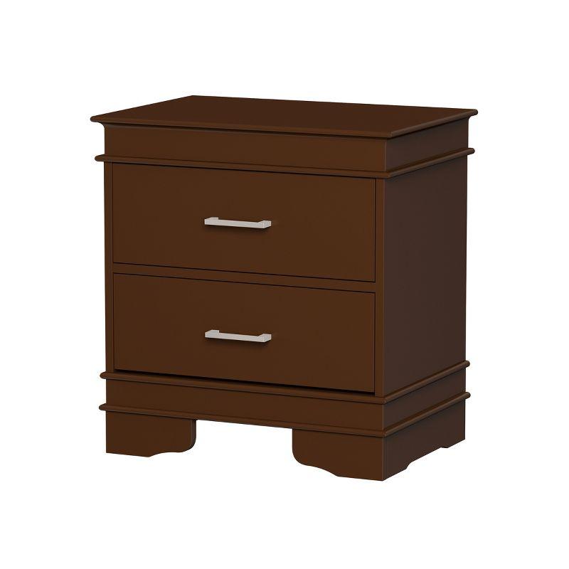 Hastings Home End Table with 2 Drawers, Wooden with Silver Handles, Dark Brown