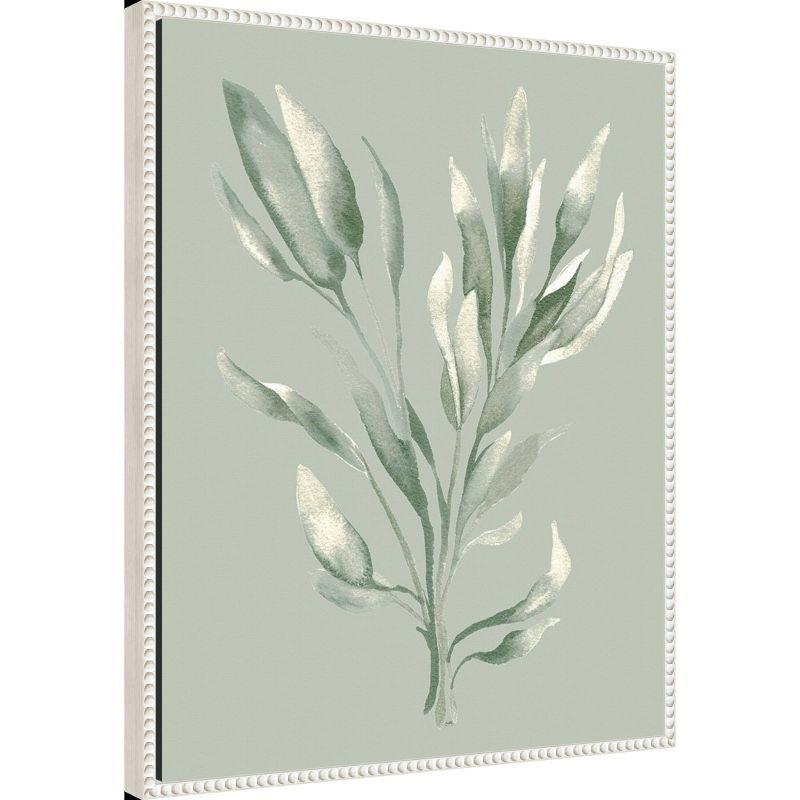 23"x28" Tonal Green Ferns II by Elizabeth Medley Framed Canvas Wall Art Print White - Amanti Art