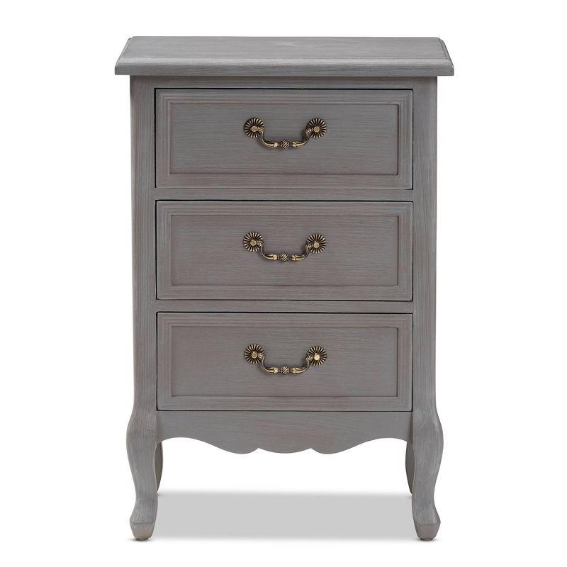 3 Drawer Capucine Finished Wood Nightstand Gray - Baxton Studio