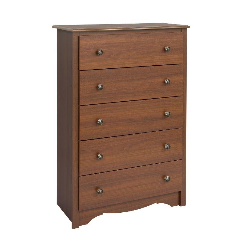 45.25" Monterey Vertical Dresser Cherry - Prepac: 5-Drawer Storage for Bedroom Space Savers