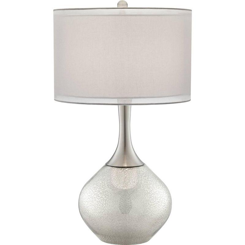 Possini Euro Design Swift Modern Table Lamp 30 1/2" Tall Mercury Glass Double Shade for Bedroom Living Room House Bedside Nightstand Office Entryway