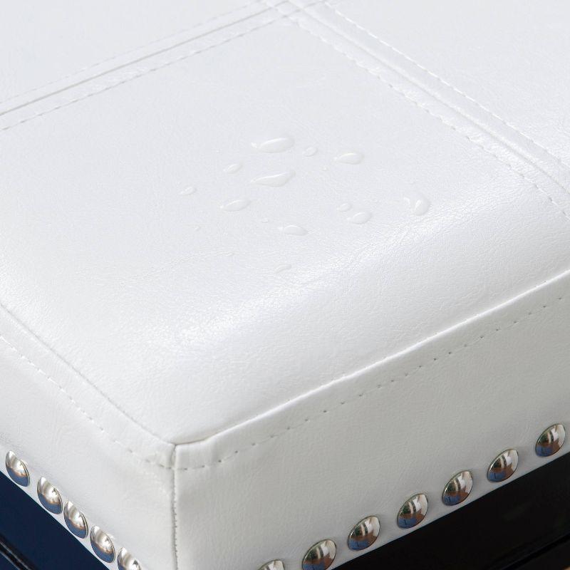 Claridge Backless Faux Leather Nailhead Saddle Barstool White/Black - Linon
