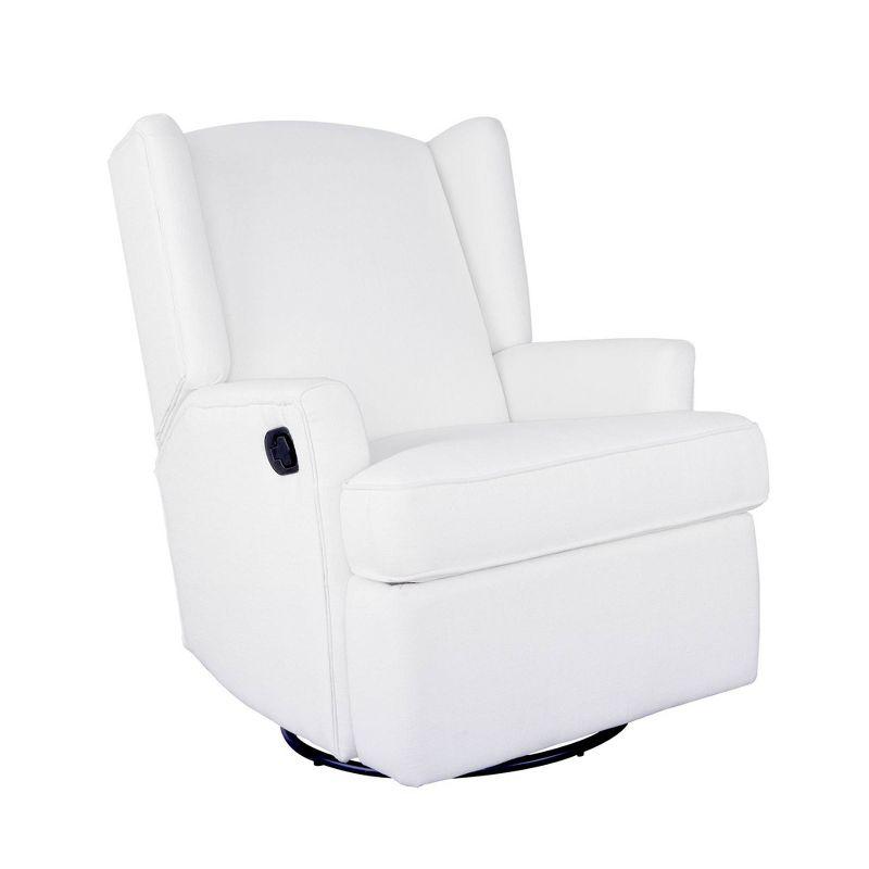 White Wingback Swivel Recliner with Padded Arms