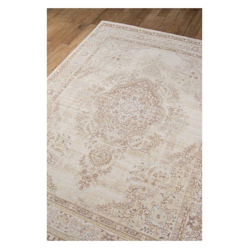5'3"X7'3" Medallion Loomed Area Rug Ivory - Momeni: Modern Polyester Carpet, Low Pile, Indoor Use, Rectangle Shape