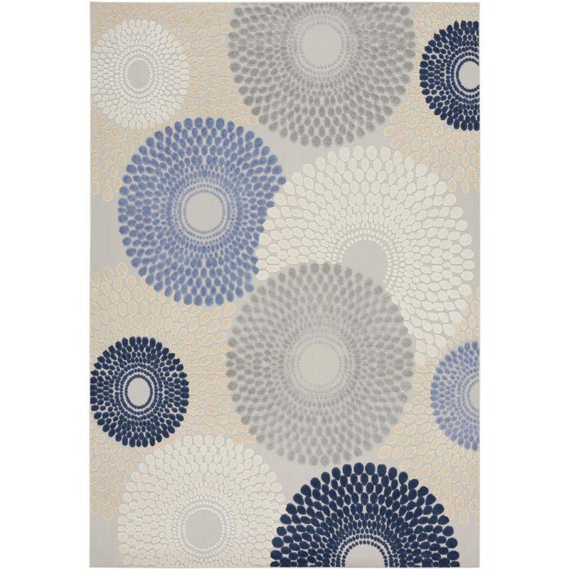 Nourison Aloha Bold Geometric Flatweave High-Low Indoor Outdoor Area Rug Blue/Grey 7'10" x 10'6"