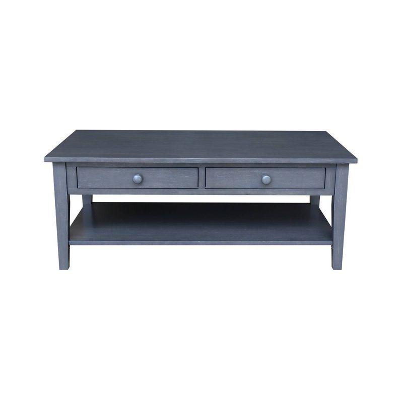 International Concepts Spencer Coffee Table Antique Washed Heather Gray: Solid Wood, Parawood, Rectangle