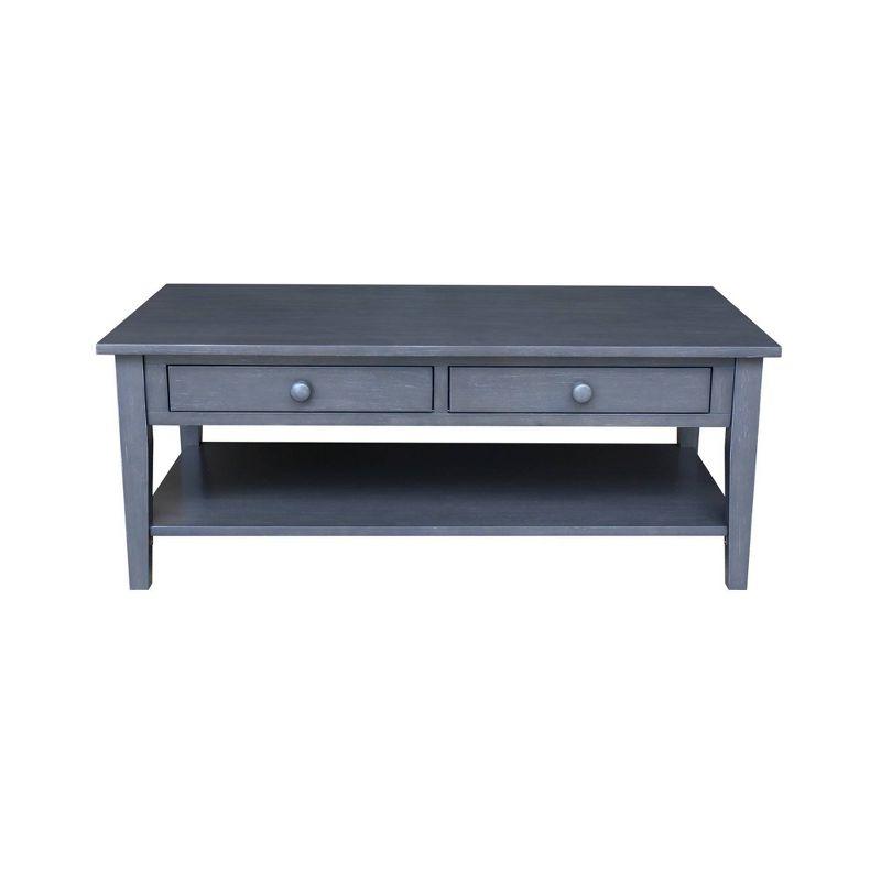 Spencer Coffee Table Antique Washed Heather Gray - International Concepts: Solid Wood, Parawood, Rectangle