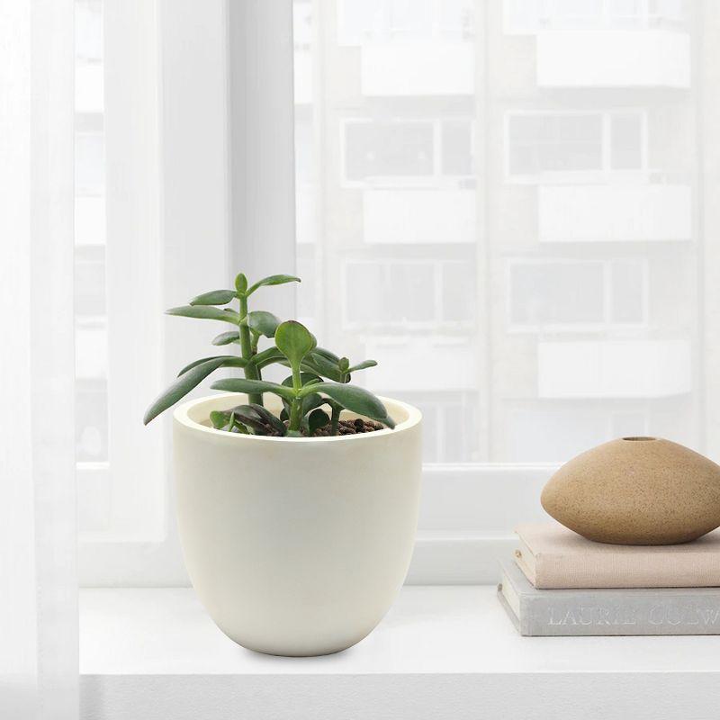 LuxenHome Round Tapered 9.2" H House Planter, Indoor/Outdoor White