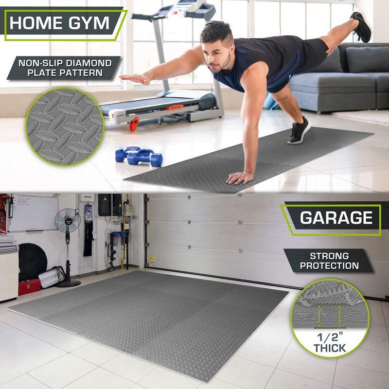 ProsourceFit Exercise Puzzle Mat 1/2-in, Grey, 48 Sq Ft - 12 Tiles