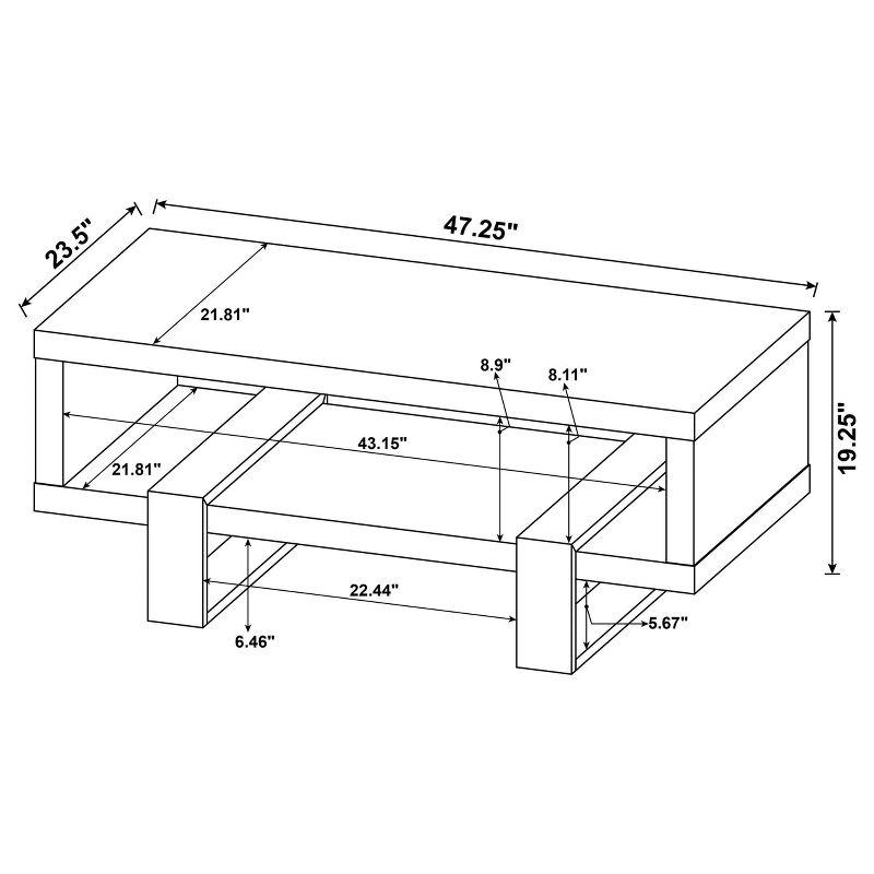 Dinard Wood Coffee Table Gray Driftwood/Black - Coaster: Sleek Two-Tier & Geometric Legs